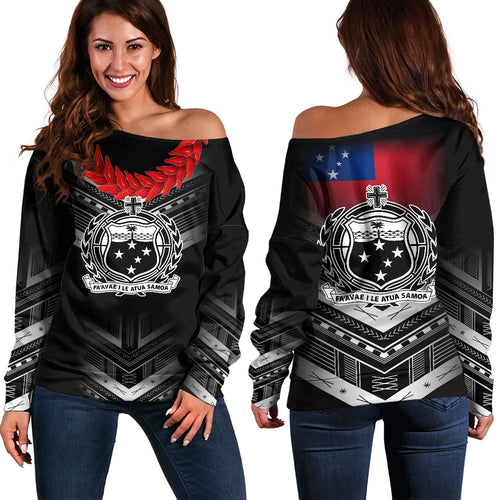 Samoa Off Shoulder Sweatshirt Polynesian Pride Inspired Design