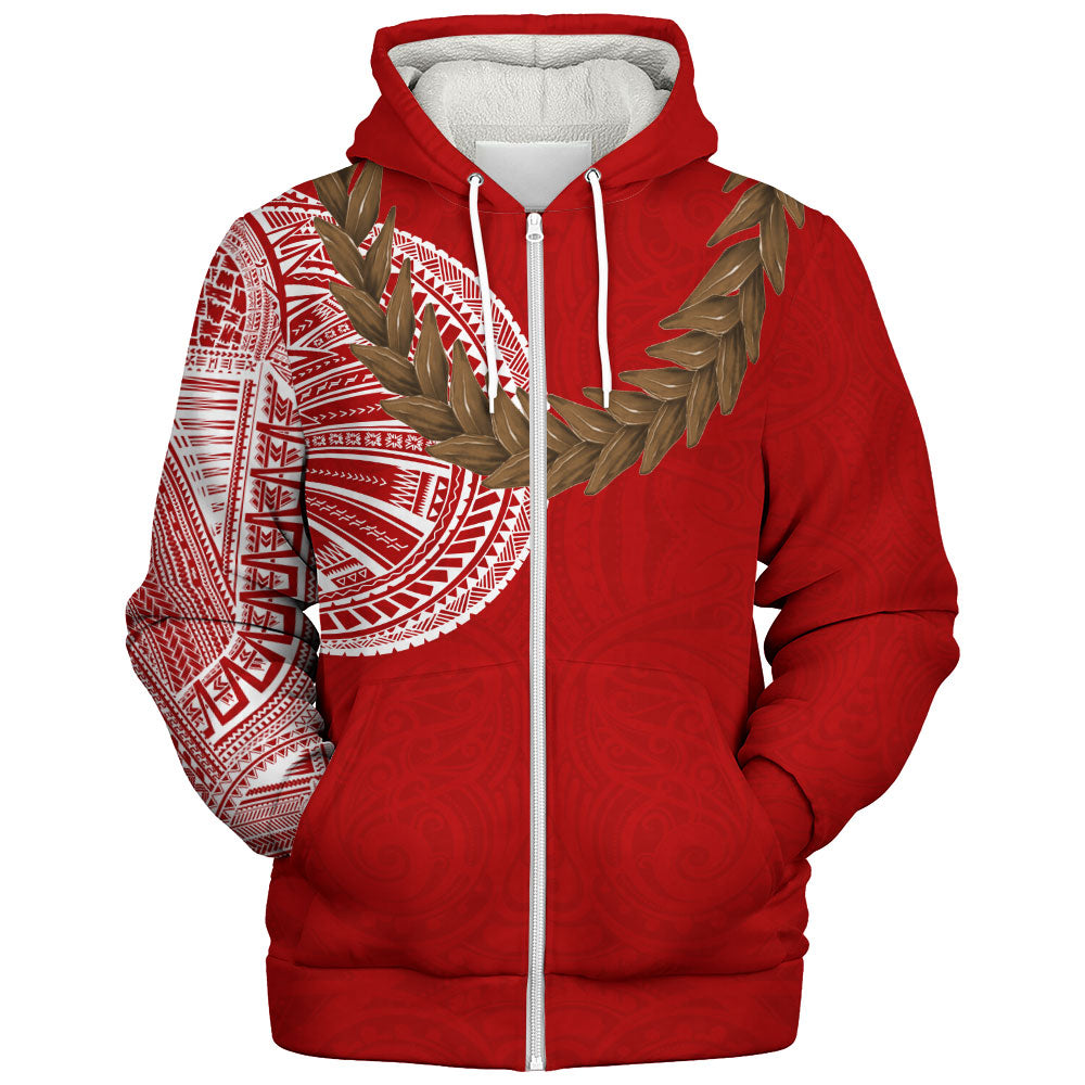 Samoa Sherpa Hoodie Tattoo Roman Reigns With Ula Fala Style Brown