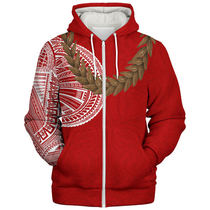 Samoa Sherpa Hoodie Tattoo Roman Reigns With Ula Fala Style Brown