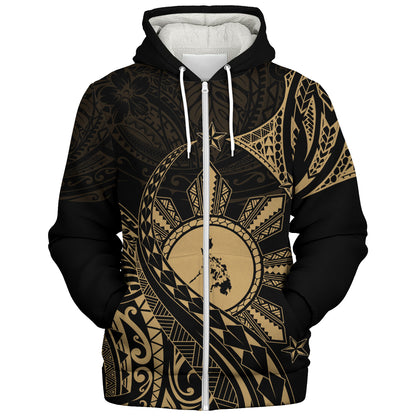 Philippines Filipinos Sherpa Hoodie Filipino Polynesia Star With Tribal Design