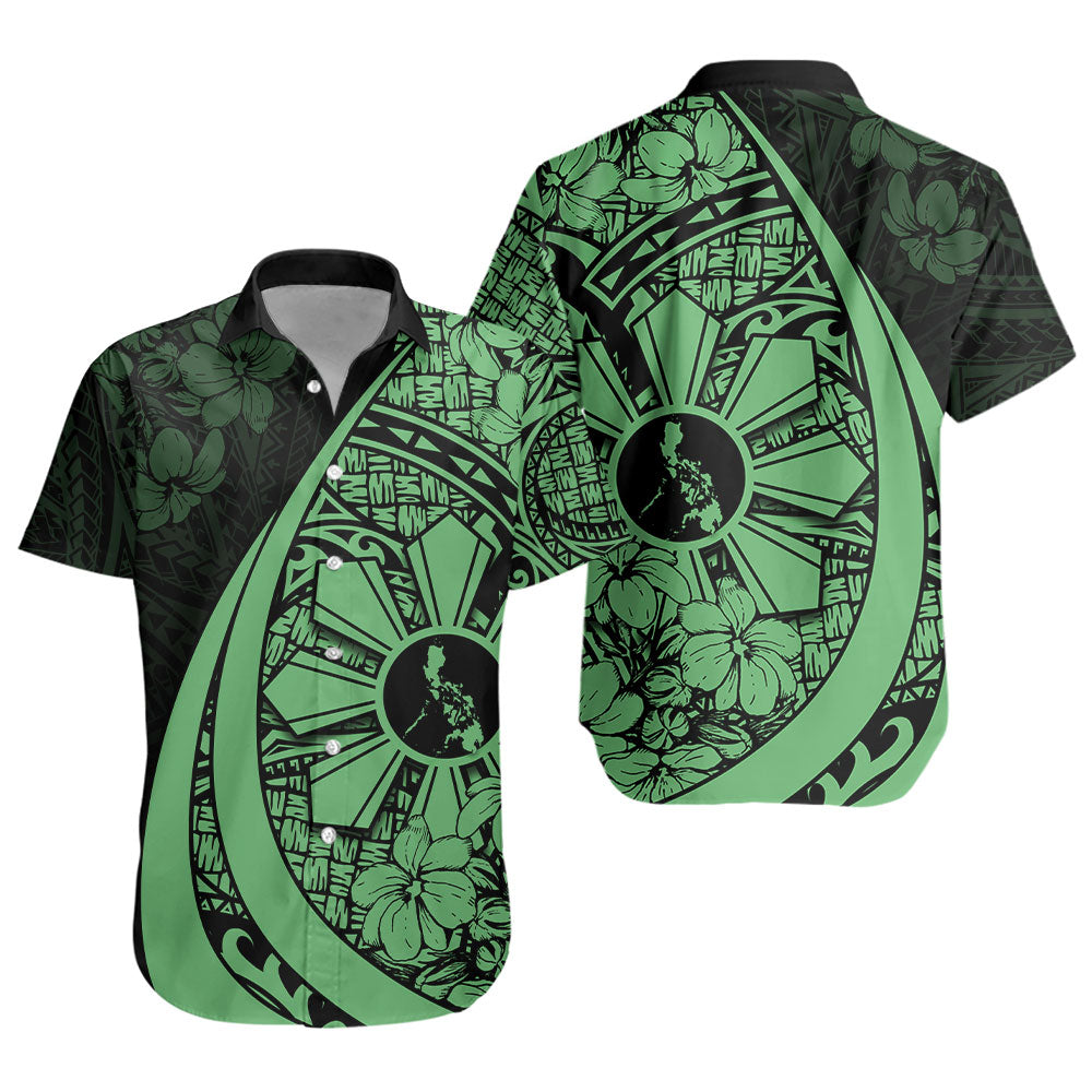 Philippines Filipinos Short Sleeve Shirt Custom National Sampaguita Flower Symbols Style