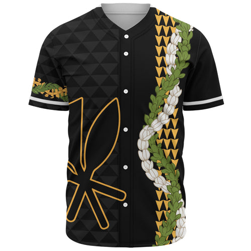 Hawaii Baseball Shirt Kanaka Maoli Puakenikeni Maile Flower Lei