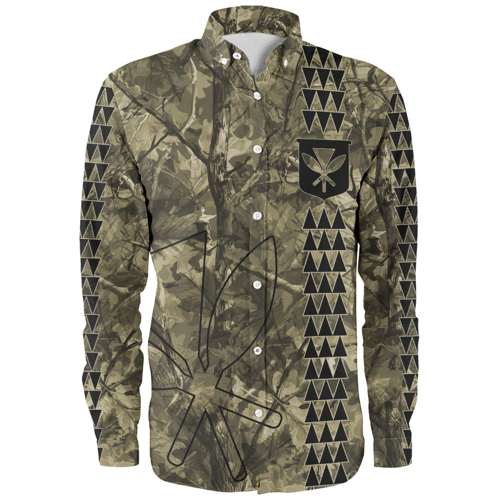 Hawaii Long Sleeve Shirt Woodland Kanaka Camo Style