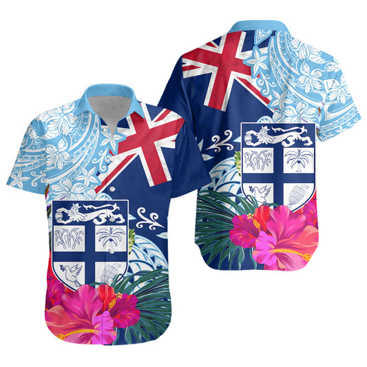 Fiji Short Sleeve Shirt Flag Tribal Tropical Style