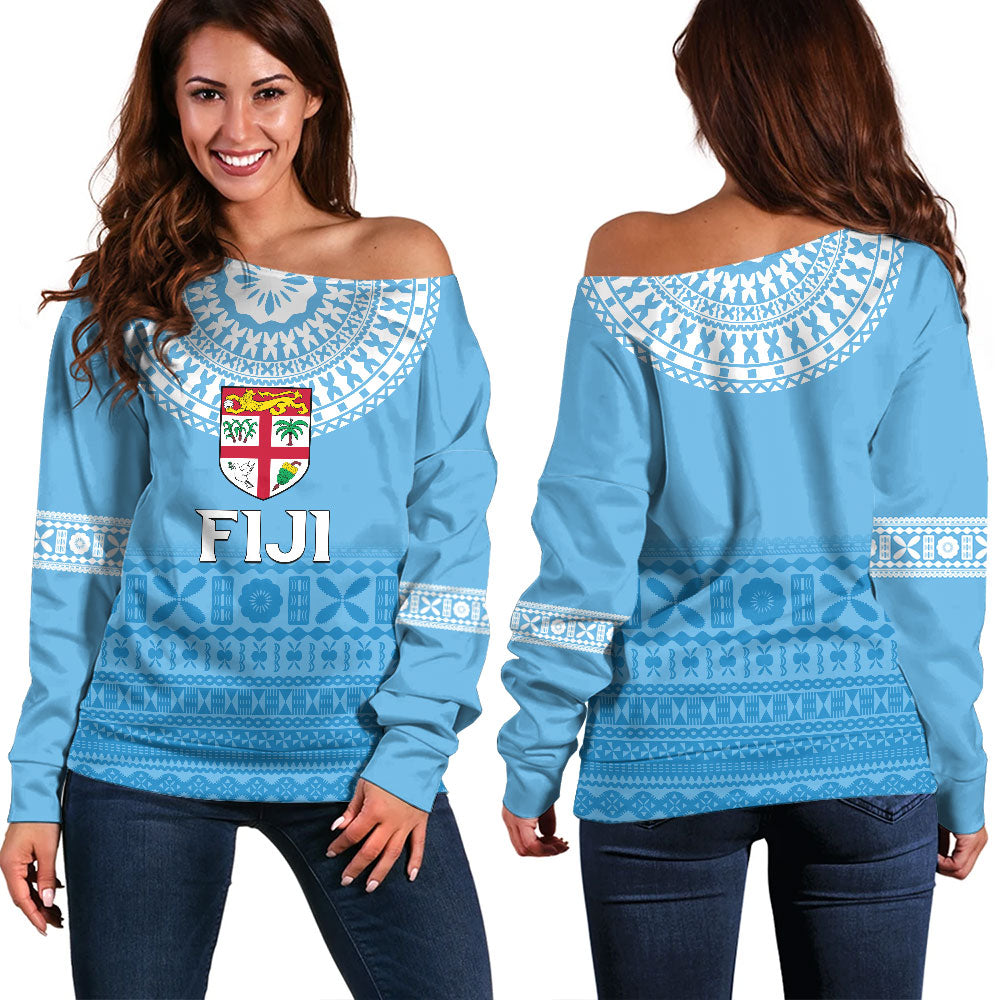 Fiji Off Shoulder Sweatshirt Bula Pattern Classic Style