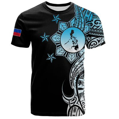 Philippines Filipinos T-Shirt Flag Sun Map Tribal Fusion Style