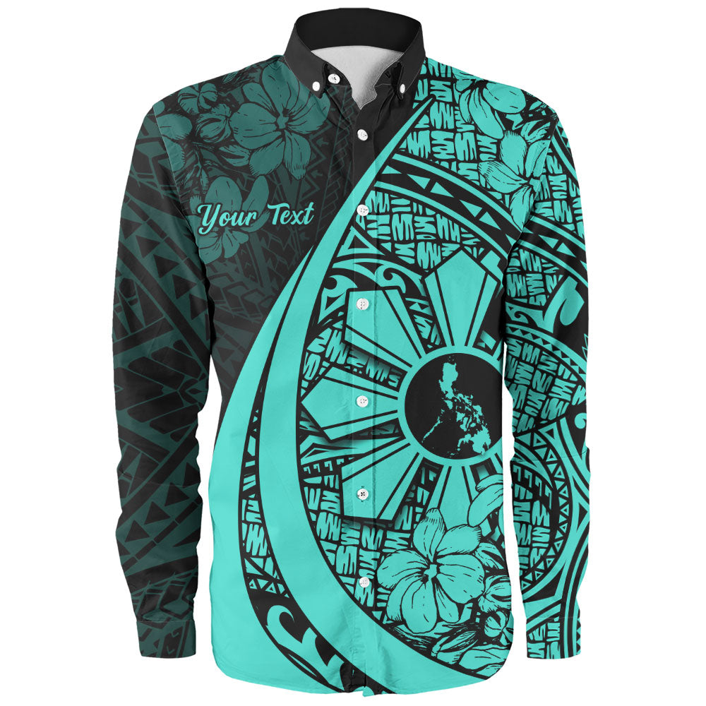 Philippines Filipinos Long Sleeve Shirt Custom National Sampaguita Flower Symbols Style