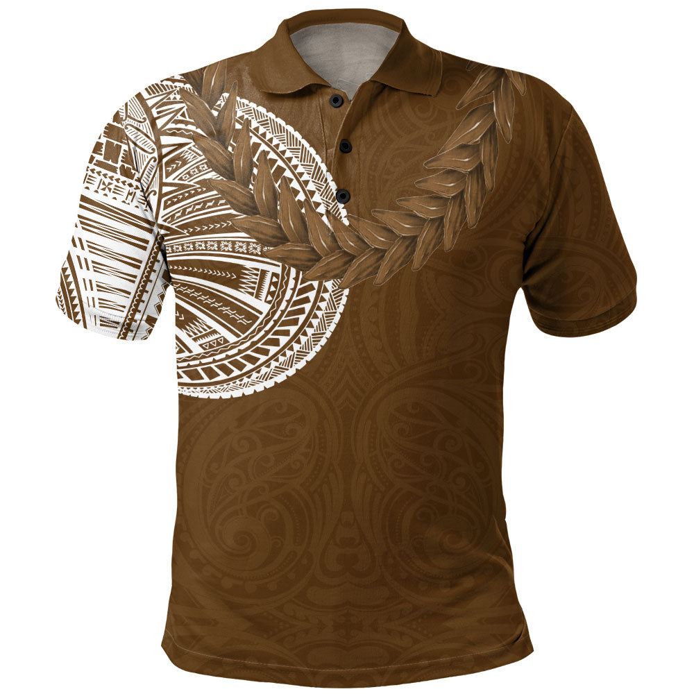 Samoa Polo Shirt Tattoo Roman Reigns With Ula Fala Style Brown