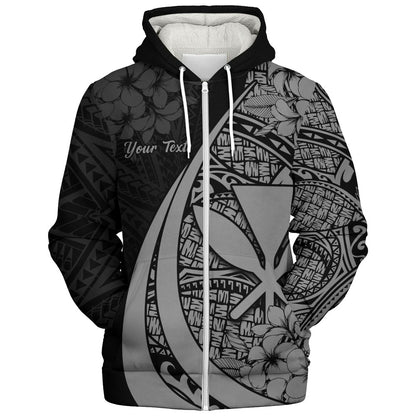 Hawaii Sherpa Hoodie National Plumeria Flower Symbols Style