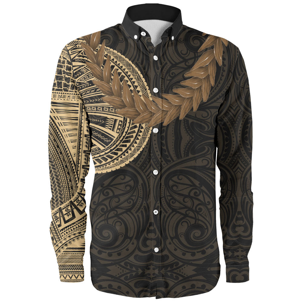 Samoa Long Sleeve Shirt Tattoo Roman Reigns With Ula Fala Style Brown