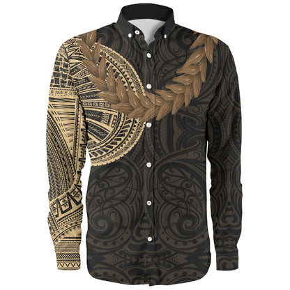 Samoa Long Sleeve Shirt Tattoo Roman Reigns With Ula Fala Style Brown