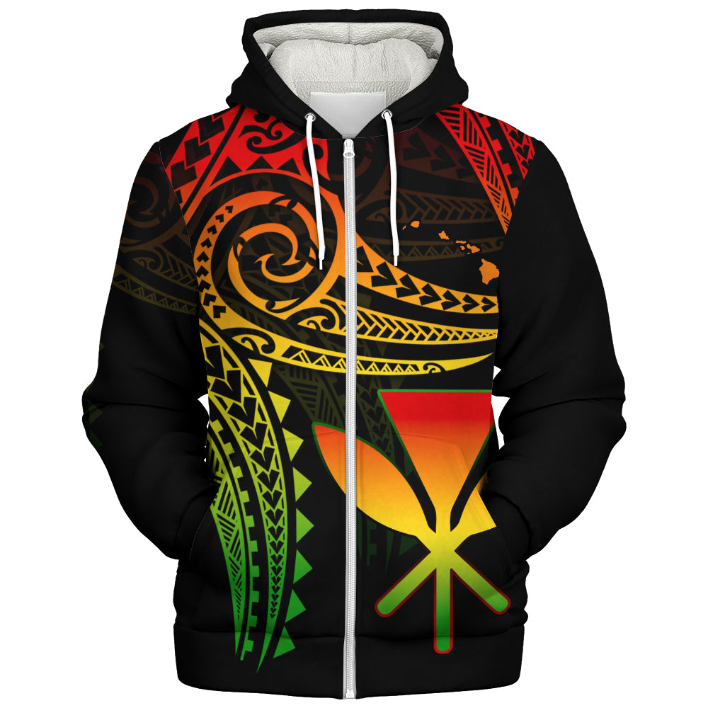 Hawaii Sherpa Hoodie Polynesian Flame Of Hawaii Style