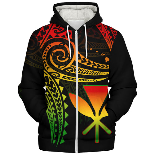 Hawaii Sherpa Hoodie Polynesian Flame Of Hawaii Style