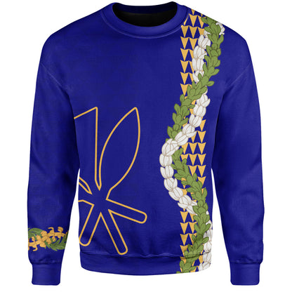 Hawaii Sweatshirt Kanaka Maoli Puakenikeni Maile Flower Lei