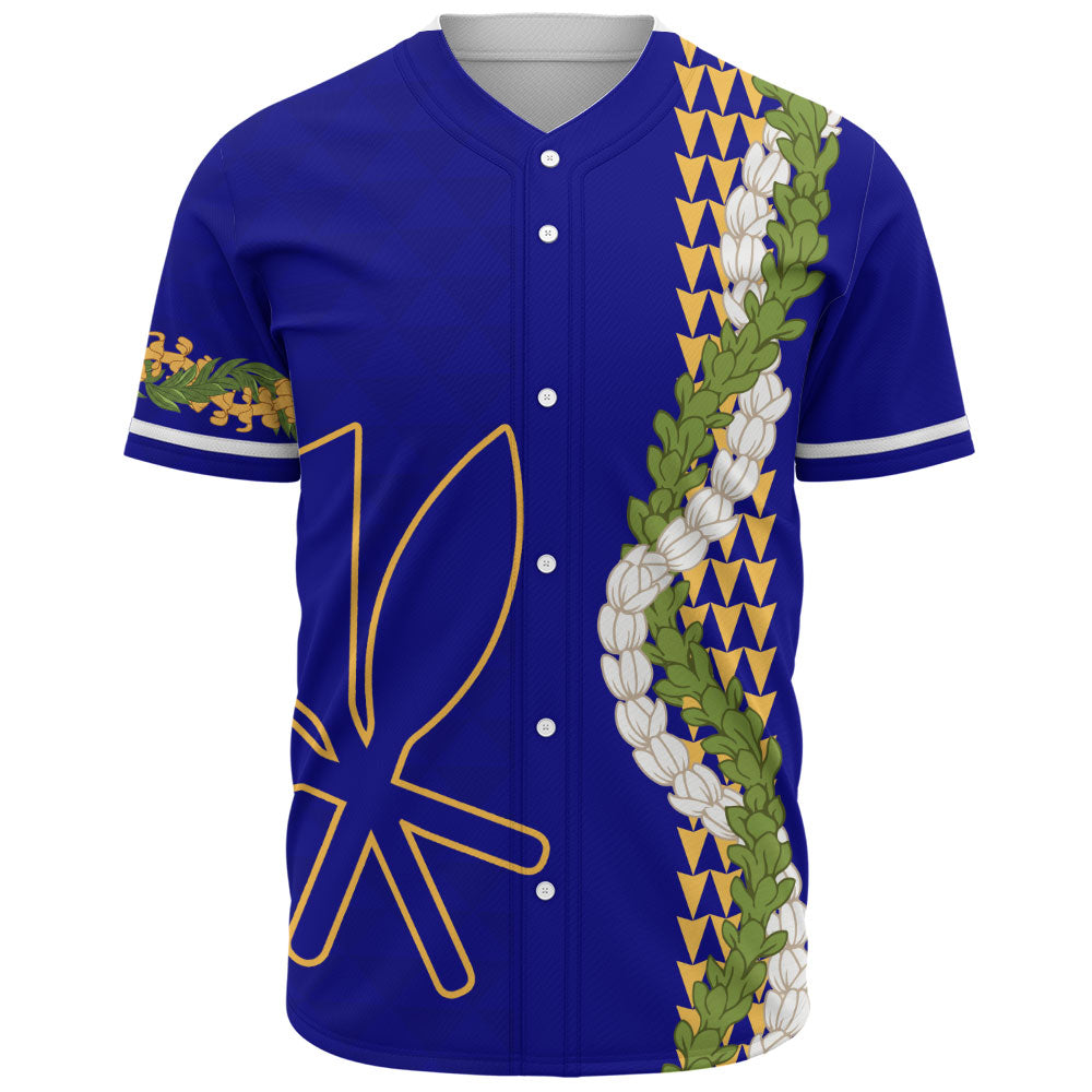 Hawaii Baseball Shirt Kanaka Maoli Puakenikeni Maile Flower Lei