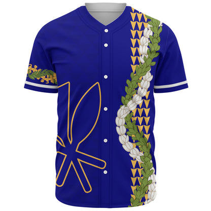 Hawaii Baseball Shirt Kanaka Maoli Puakenikeni Maile Flower Lei