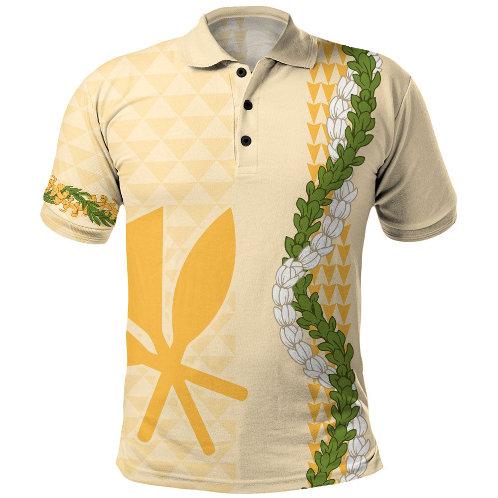 Hawaii Polo Shirt Kanaka Maoli Puakenikeni Maile Flower Lei