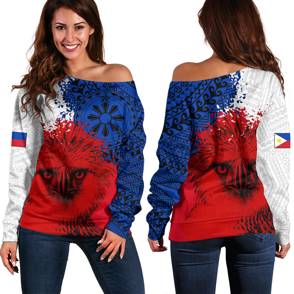 Philippines Filipinos Off Shoulder Sweatshirt Tribal Spirit Filipino Pride Design