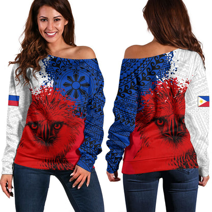 Philippines Filipinos Off Shoulder Sweatshirt Tribal Spirit Filipino Pride Design