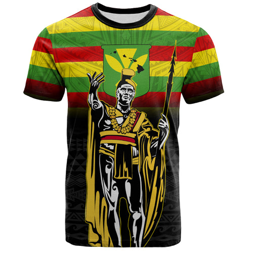 Hawaii T-Shirt King Kamehameha Flag Kanaka Maoli Tribal Tattoo