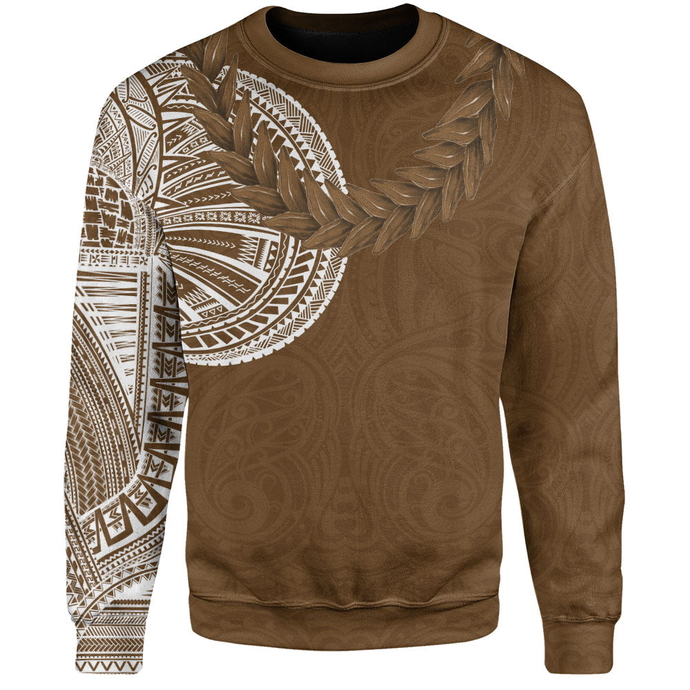 Samoa Sweatshirt Tattoo Roman Reigns With Ula Fala Style Brown