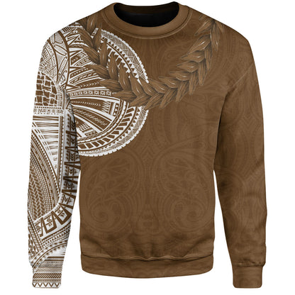 Samoa Sweatshirt Tattoo Roman Reigns With Ula Fala Style Brown
