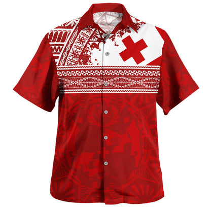 Tonga Hawaiian Shirt Flag Coat Of Arms Circle Ngatu Tribal