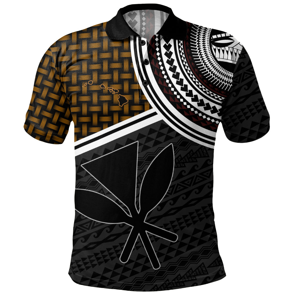 Hawaii Polo Shirt Kanaka Maoli Lauhala Pattern Tribal Polyneisan Vintage Style