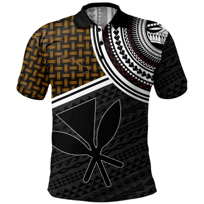 Hawaii Polo Shirt Kanaka Maoli Lauhala Pattern Tribal Polyneisan Vintage Style