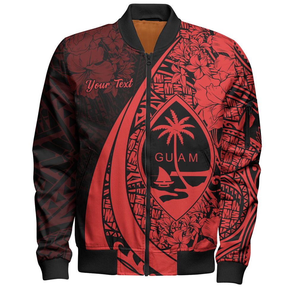 Guam Bomber Jacket Custom Hibiscus Flower Symbols Style