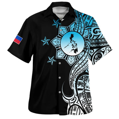 Philippines Filipinos Hawaiian Shirt Flag Sun Map Tribal Fusion Style