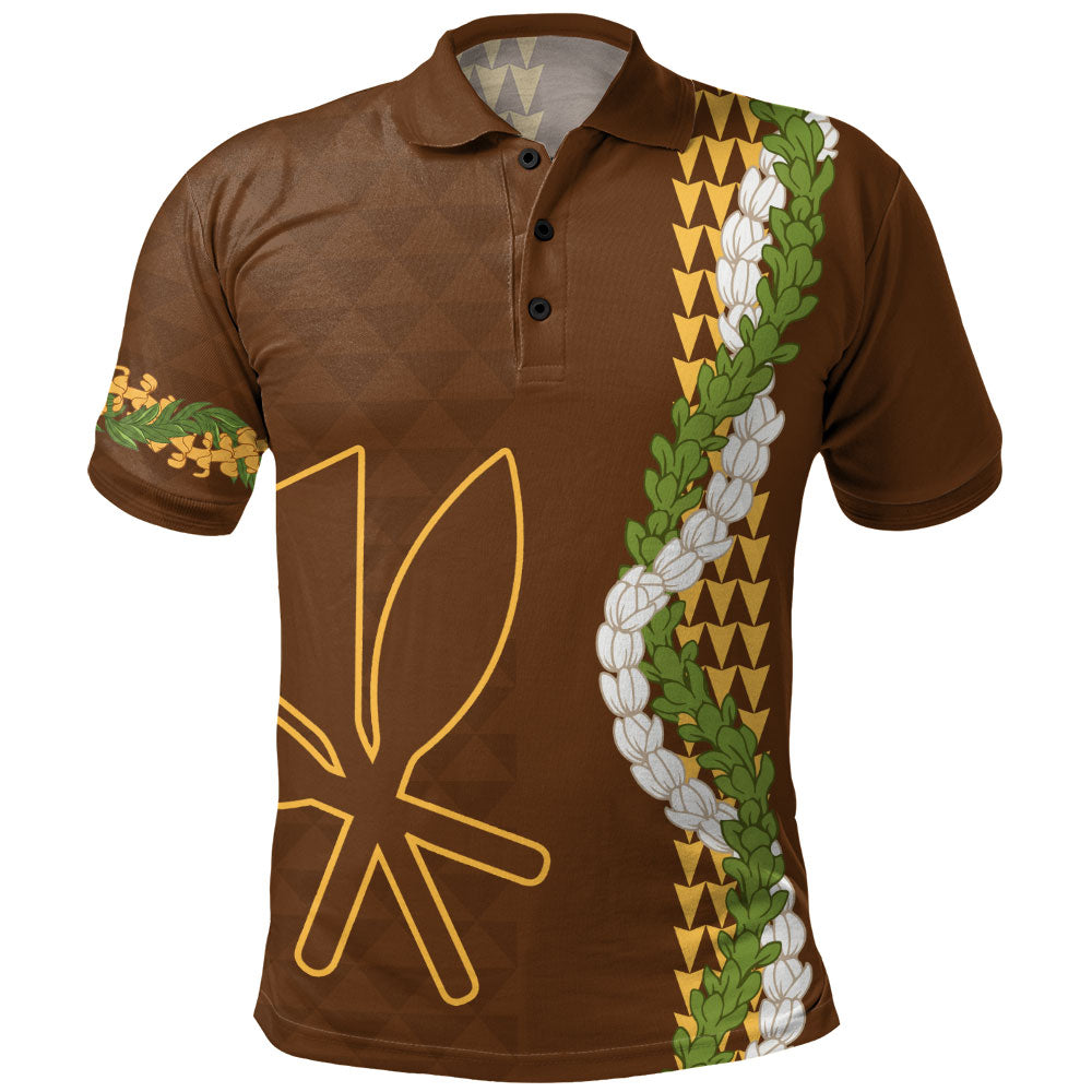 Hawaii Polo Shirt Kanaka Maoli Puakenikeni Maile Flower Lei