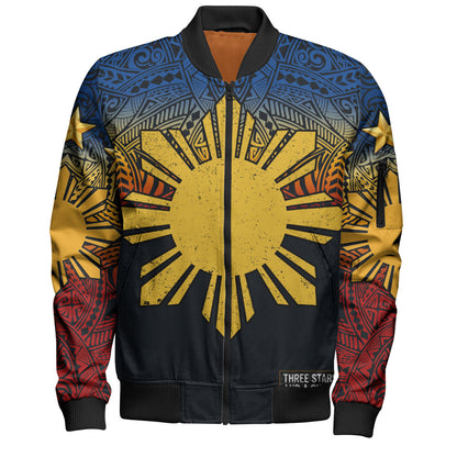 Philippines Filipinos Bomber Jacket Philippine Pride Three Stars and A Sun
