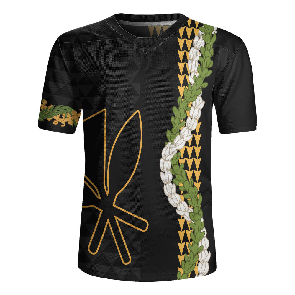 Hawaii Rugby Jersey Kanaka Maoli Puakenikeni Maile Flower Lei