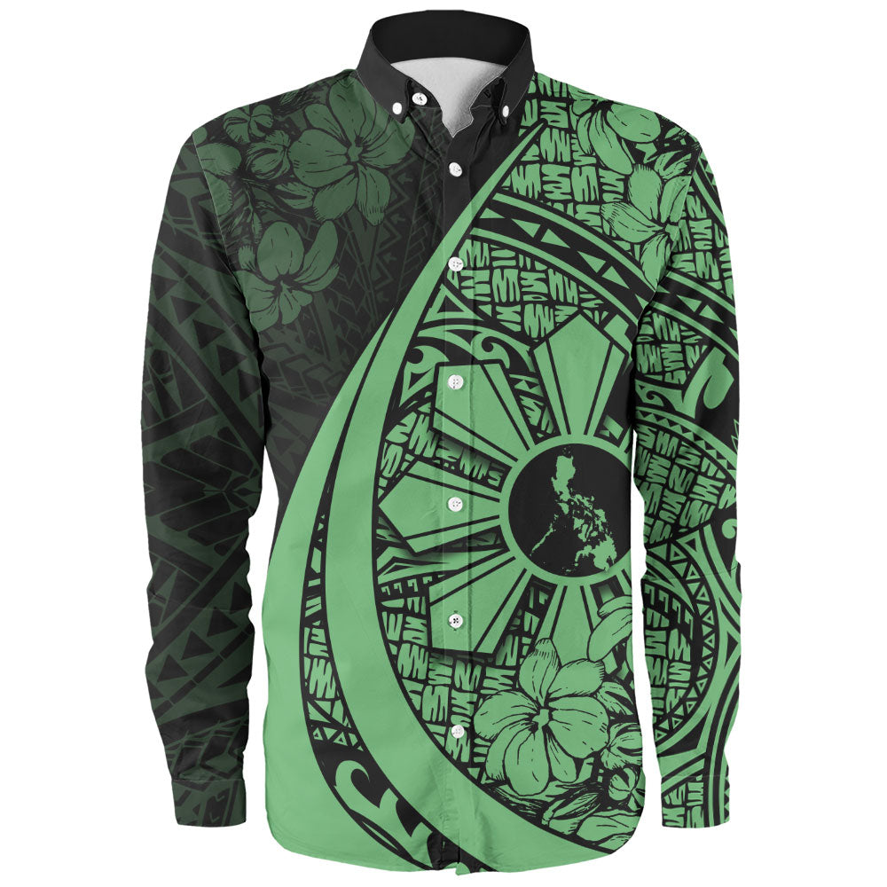 Philippines Filipinos Long Sleeve Shirt Custom National Sampaguita Flower Symbols Style