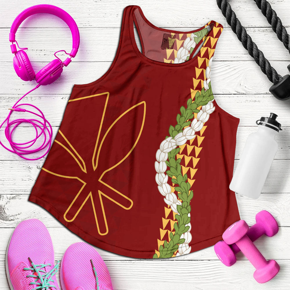 Hawaii Women Tank Kanaka Maoli Puakenikeni Maile Flower Lei