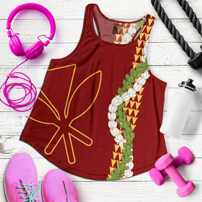Hawaii Women Tank Kanaka Maoli Puakenikeni Maile Flower Lei