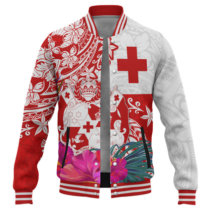 Tonga Baseball Jacket Flag Tribal Tropical Style