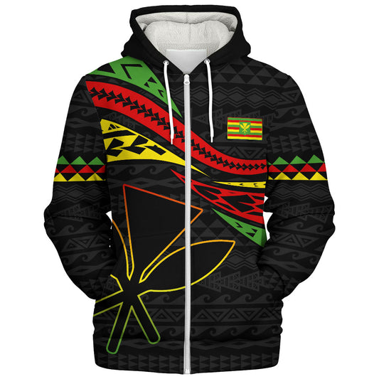 Hawaii Sherpa Hoodie Polynesian Tribal Tattoo Ethnic Design