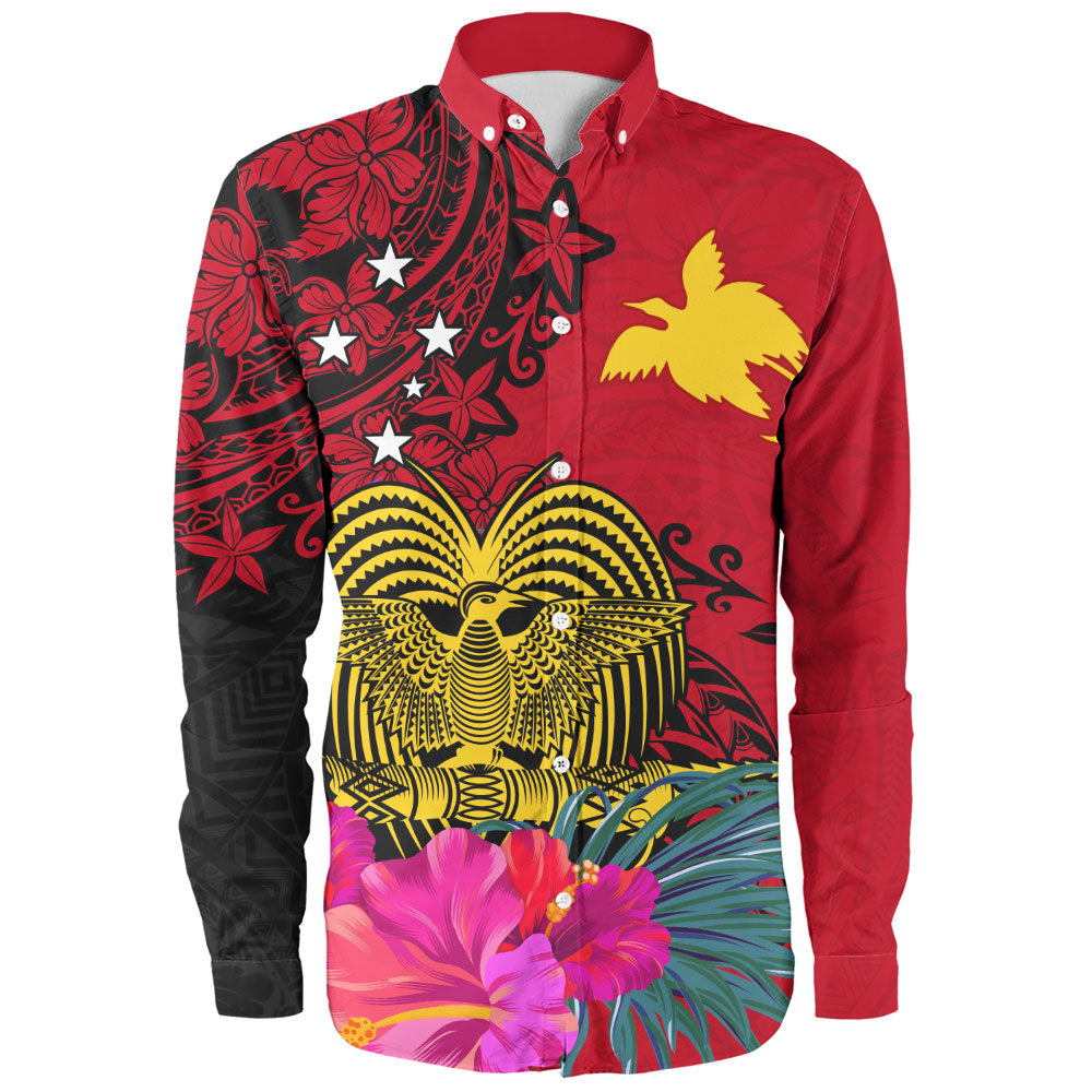 Papua New Guinea Long Sleeve Shirt Flag Tribal Tropical Style