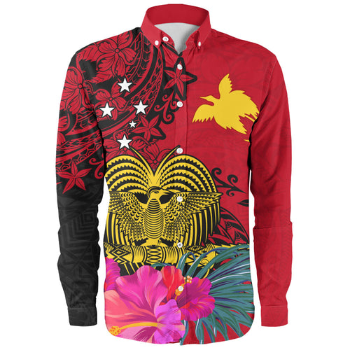 Papua New Guinea Long Sleeve Shirt Flag Tribal Tropical Style