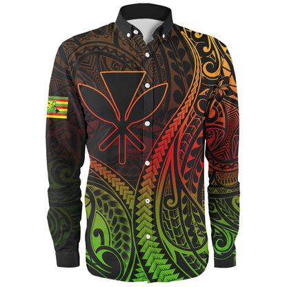 Hawaii Long Sleeve Shirt Polynesian Tribal Tattoo Island Spirit Style