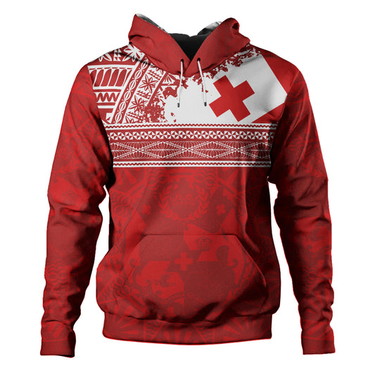 Tonga Hoodie Flag Coat Of Arms Circle Ngatu Tribal