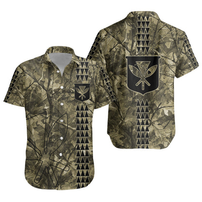 Hawaii Short Sleeve Shirt Woodland Kanaka Camo Style