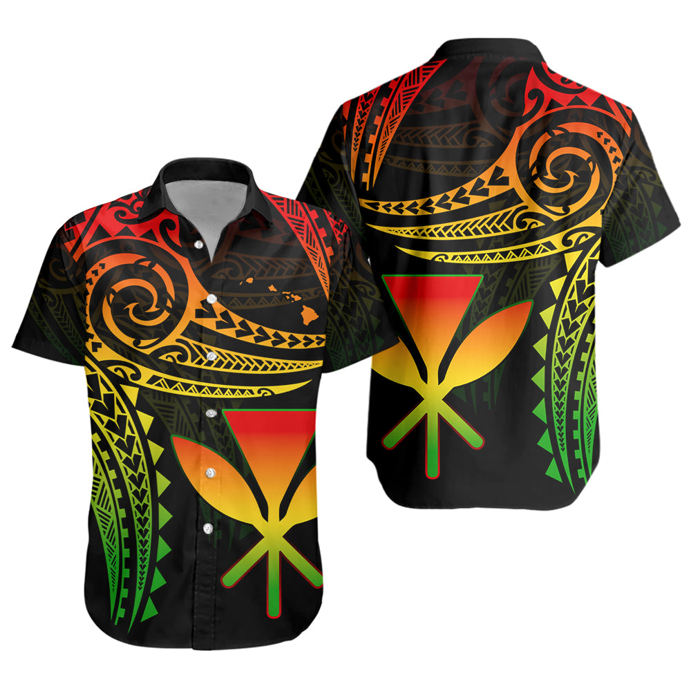 Hawaii Short Sleeve Shirt Polynesian Flame Of Hawaii Style