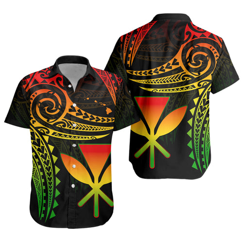Hawaii Short Sleeve Shirt Polynesian Flame Of Hawaii Style