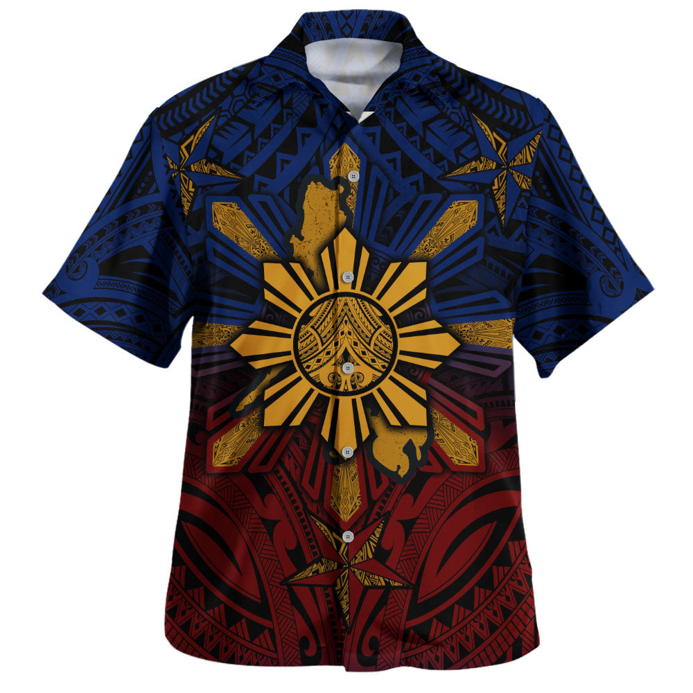 Philippines Filipinos Hawaiian Shirt Golden Sun Islands Tribal Style