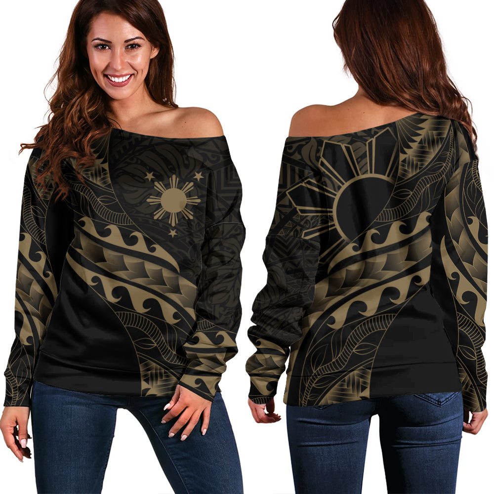 Philippines Filipinos Off Shoulder Sweatshirt Custom Island Tribal Tattoos