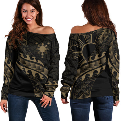 Philippines Filipinos Off Shoulder Sweatshirt Custom Island Tribal Tattoos