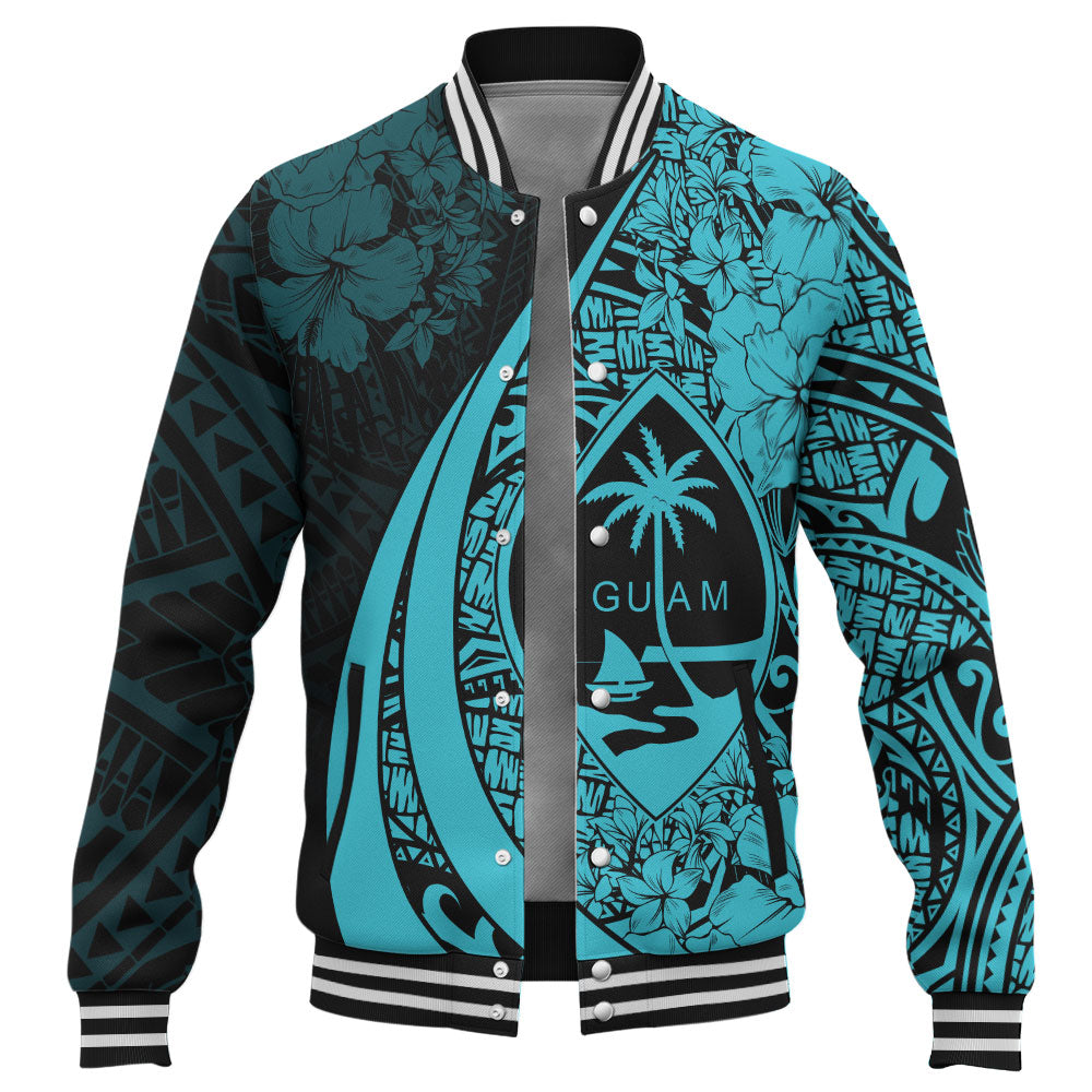 Guam Baseball Jacket Custom Hibiscus Flower Symbols Style